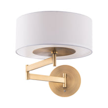 Load image into Gallery viewer, Chelsea LED Swing Arm Wall Light in Aged Brass.