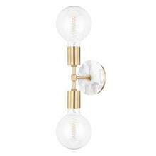 Load image into Gallery viewer, Chloe Wall Light in Aged Brass/Non-Adjustable/2-Light.