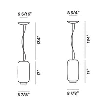 Load image into Gallery viewer, Chouchin 2 LED Pendant Light - line drawing.