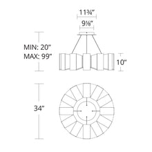 Load image into Gallery viewer, Chronos LED Pendant Light - line drawing.