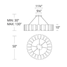 Load image into Gallery viewer, Chronos LED Pendant Light - line drawing.
