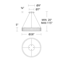 Load image into Gallery viewer, Coliseo LED Chandelier - line drawing.