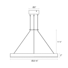Load image into Gallery viewer, Corona Ring LED Pendant Light - line drawing.