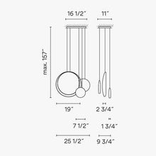 Load image into Gallery viewer, Cosmos Cluster LED Pendant Light - line drawing.
