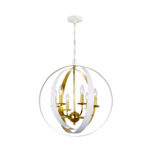 Load image into Gallery viewer, Luna Sphere Chandelier in Matte White/Antique Gold (6-Light).