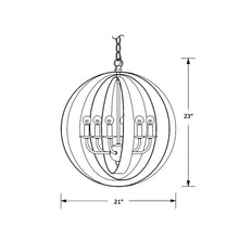 Load image into Gallery viewer, Luna Sphere Chandelier - line drawing.