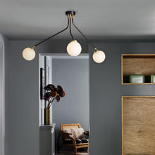 Load image into Gallery viewer, Array Mini Opal Semi Flush Mount Ceiling Light in living room.