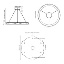 Load image into Gallery viewer, Avalon LED Chandelier - line drawing.