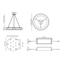 Load image into Gallery viewer, Avalon LED Chandelier - line drawing.