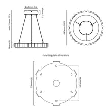 Load image into Gallery viewer, Avalon LED Chandelier - line drawing.