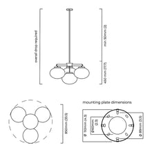 Load image into Gallery viewer, Cloudesley Chandelier - line drawing.