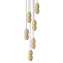 Load image into Gallery viewer, Cluster LED Pendant Light in Round/Satin Brass (6-Light).
