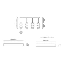 Load image into Gallery viewer, Cluster LED Pendant Light - line drawing.