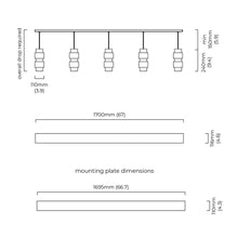 Load image into Gallery viewer, Cluster LED Pendant Light - line drawing.