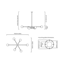 Load image into Gallery viewer, Trevi Pendant Light - line drawing.