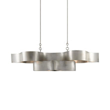 Load image into Gallery viewer, Grand Lotus Linear Pendant Light in Silver Leaf.