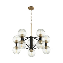 Load image into Gallery viewer, Helios Chandelier in 10-Light/Noir/Aged Brass.