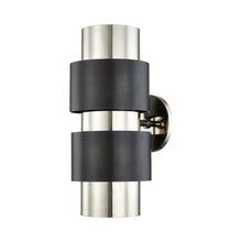 Load image into Gallery viewer, Cyrus Two Light Wall Light in Polished Nickel/Old Bronze.