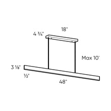 Load image into Gallery viewer, Beam Slim Linear LED Pendant Light - line drawing.