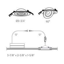 Load image into Gallery viewer, Pivot LED Gimble Recessed Light - line drawing.