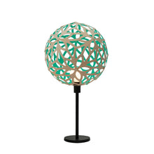 Load image into Gallery viewer, Floral Table Lamp in Bamboo/Aqua.