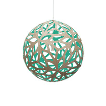 Load image into Gallery viewer, Floral XL Pendant Light in Bamboo/Aqua (Small).