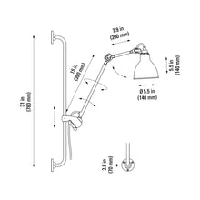 Load image into Gallery viewer, Lampe Gras N°210 Swing Arm LED Wall Light - line drawing.