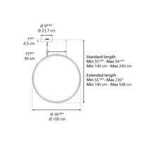 Load image into Gallery viewer, Discovery LED Vertical Suspension Light - line drawing.