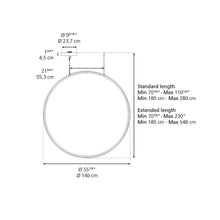 Load image into Gallery viewer, Discovery LED Vertical Suspension Light - line drawing.