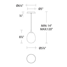 Load image into Gallery viewer, Bolla LED Mini Pendant Light - line drawing.