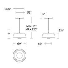 Load image into Gallery viewer, Branwen LED Mini Pendant Light - line drawing.