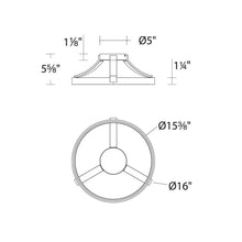 Load image into Gallery viewer, Chaucer LED Flush Mount Ceiling Light - line drawing.