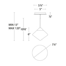Load image into Gallery viewer, Chrysalis LED Mini Pendant Light - line drawing.
