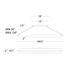 Load image into Gallery viewer, Pavilion LED Linear Pendant Light - line drawing.