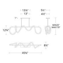 Load image into Gallery viewer, Tightrope LED Pendant Light - line drawing.