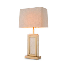 Load image into Gallery viewer, Murray Table Lamp in Travertine/Antique Brass.