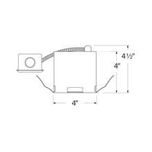 Load image into Gallery viewer, 4" Remodel IC Airtight Housing 2-Hr Fire Rated Ceilings - line drawing.