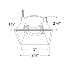 Load image into Gallery viewer, Pex™ 4" Square Adjustable Trimless Smooth Reflector Trim - line drawing.