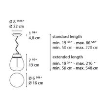 Load image into Gallery viewer, Empatia LED Suspension Light - line drawing.