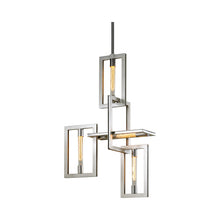 Load image into Gallery viewer, Enigma Pendant Light in Silver Leaf with Stainless Accents (4-Light).