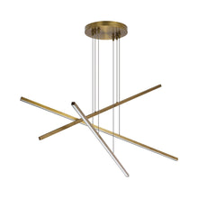 Load image into Gallery viewer, Essence Trio LED Linear Chandelier in Aged Brass.