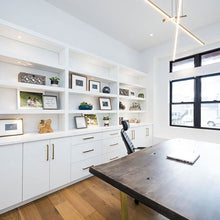 Load image into Gallery viewer, Essence Trio LED Linear Chandelier in office.