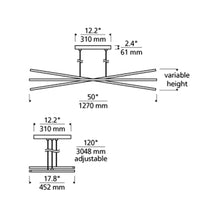 Load image into Gallery viewer, Essence Trio LED Linear Chandelier - line drawing.