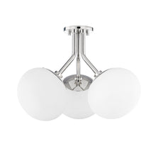 Load image into Gallery viewer, Estee 3-Light Semi-Flush Mount Ceiling Light in Polished Nickel.