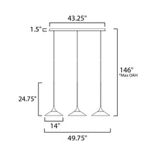 Load image into Gallery viewer, Cono LED Linear Pendant Light - line drawing.