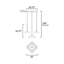Load image into Gallery viewer, Cono LED Multi-Light Pendant Light - line drawing.