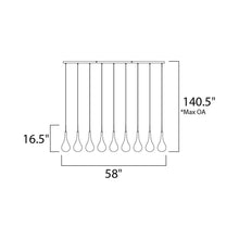 Load image into Gallery viewer, Larmes Linear Pendant Light - line drawing.