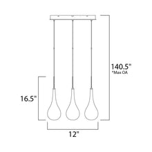 Load image into Gallery viewer, Larmes Square Linear Pendant Light - line drawing.