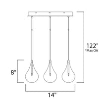 Load image into Gallery viewer, Larmes Square Linear Pendant Light - line drawing.