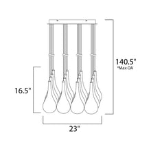 Load image into Gallery viewer, Larmes Square Linear Pendant Light - line drawing.